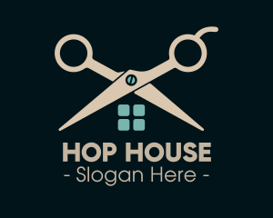 House Scissor Barber logo design