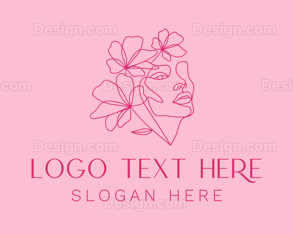 Pink Feminine Floral Woman Logo