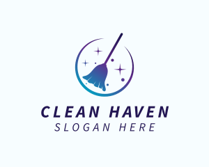 Gradient Cleaning Broom logo design