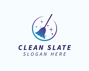 Gradient Cleaning Broom logo design