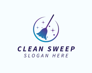 Gradient Cleaning Broom logo design