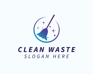 Gradient Cleaning Broom logo design