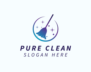 Gradient Cleaning Broom logo design