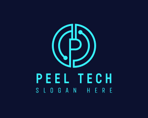 Tech Circuit Letter P logo design