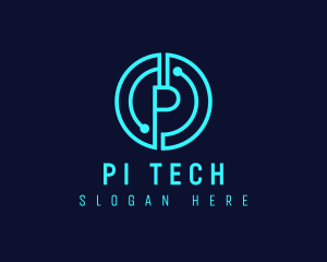 Tech Circuit Letter P logo design