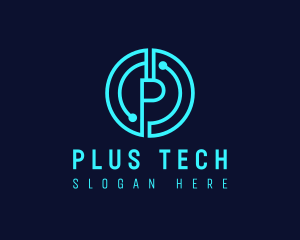 Tech Circuit Letter P logo design