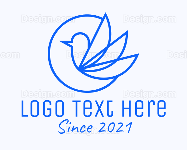 Blue Minimalist Hummingbird Logo