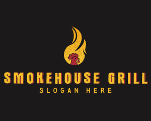 Chicken Flame Grill logo design