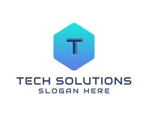 Tech Gradient Hexagon logo design