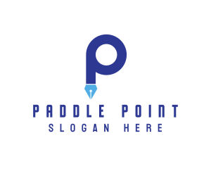 Blue P Pen logo design