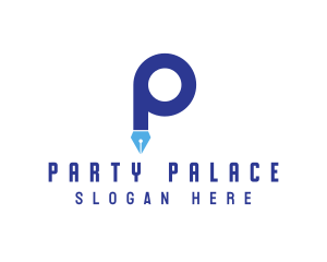 Blue P Pen logo design