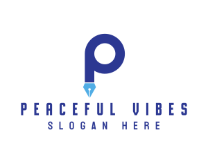 Blue P Pen logo design