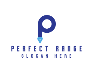 Blue P Pen logo design