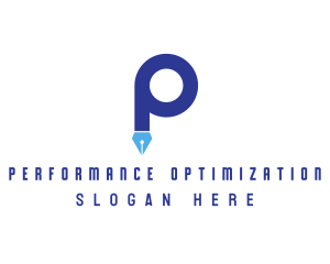 Blue P Pen logo design