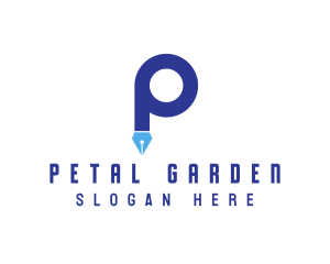 Blue P Pen logo design