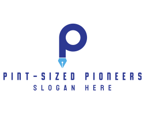 Blue P Pen logo design