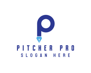 Blue P Pen logo design