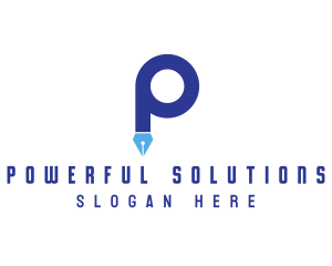 Blue P Pen logo design