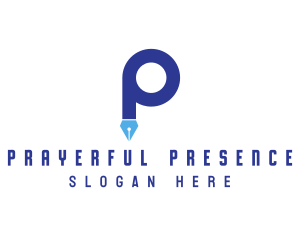 Blue P Pen logo design