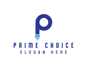 Blue P Pen logo design