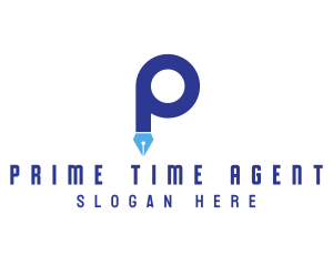 Blue P Pen logo design