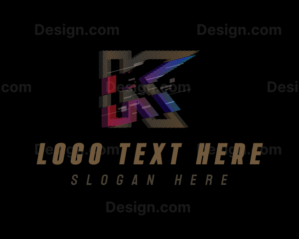 Technology Glitch Letter K Logo
