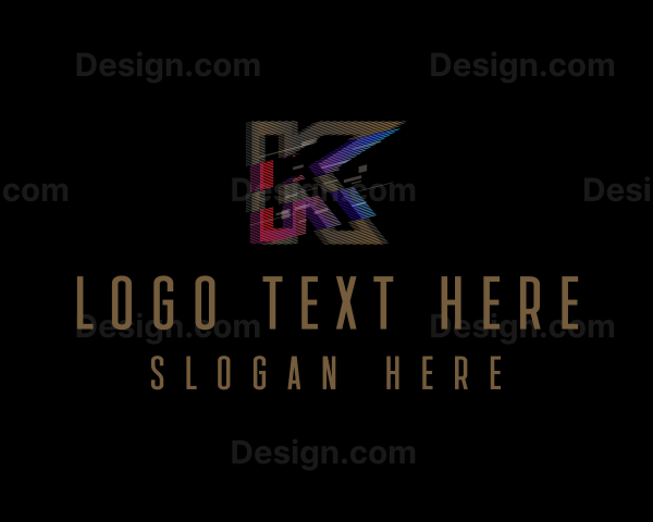 Technology Glitch Letter K Logo