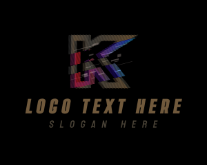 Technology Glitch Letter K logo