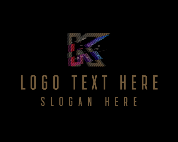 Technology Glitch Letter K logo