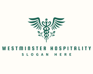 Medical Leaf Caduceus logo design