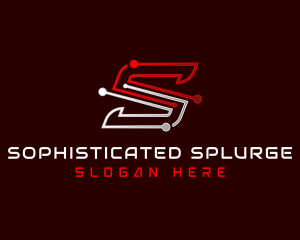 Digital Circuit Letter S logo design