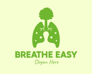 Green Eco Lungs Tree logo design