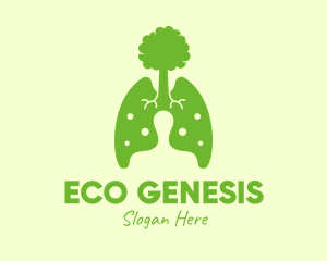 Green Eco Lungs Tree logo design