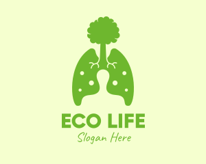 Green Eco Lungs Tree logo design