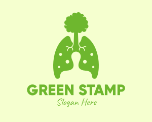 Green Eco Lungs Tree logo design