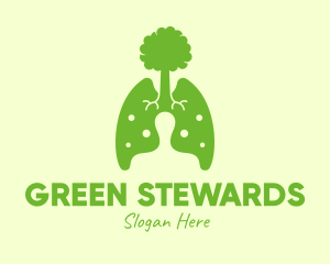 Green Eco Lungs Tree logo design