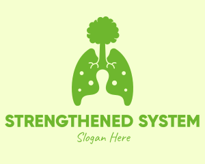 Green Eco Lungs Tree logo design