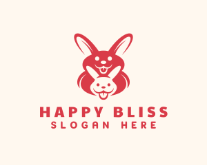 Red Happy Bunny logo design
