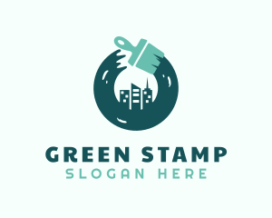 Green Paintbrush Building logo design