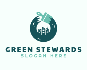 Green Paintbrush Building logo design