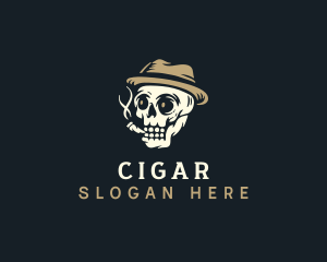 Hipster Smoking Skull logo design