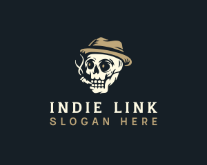 Hipster Smoking Skull logo