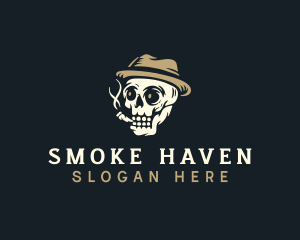Hipster Smoking Skull logo