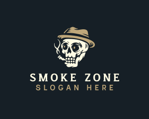 Hipster Smoking Skull logo design