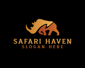 Wild Safari Rhinoceros logo design