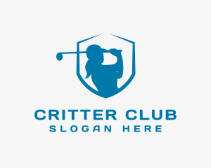 Female Golfer Shield logo design