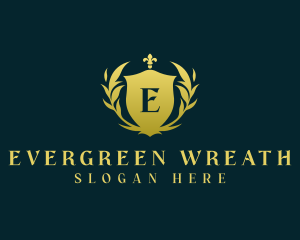 Wreath Leaves Shield logo design