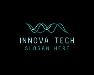 Tech Cyberspace Waves logo design