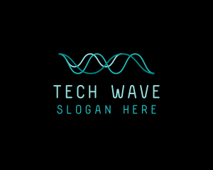 Tech Cyberspace Waves logo design