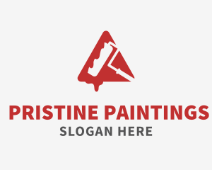 Red Paint Roller Triangle logo design